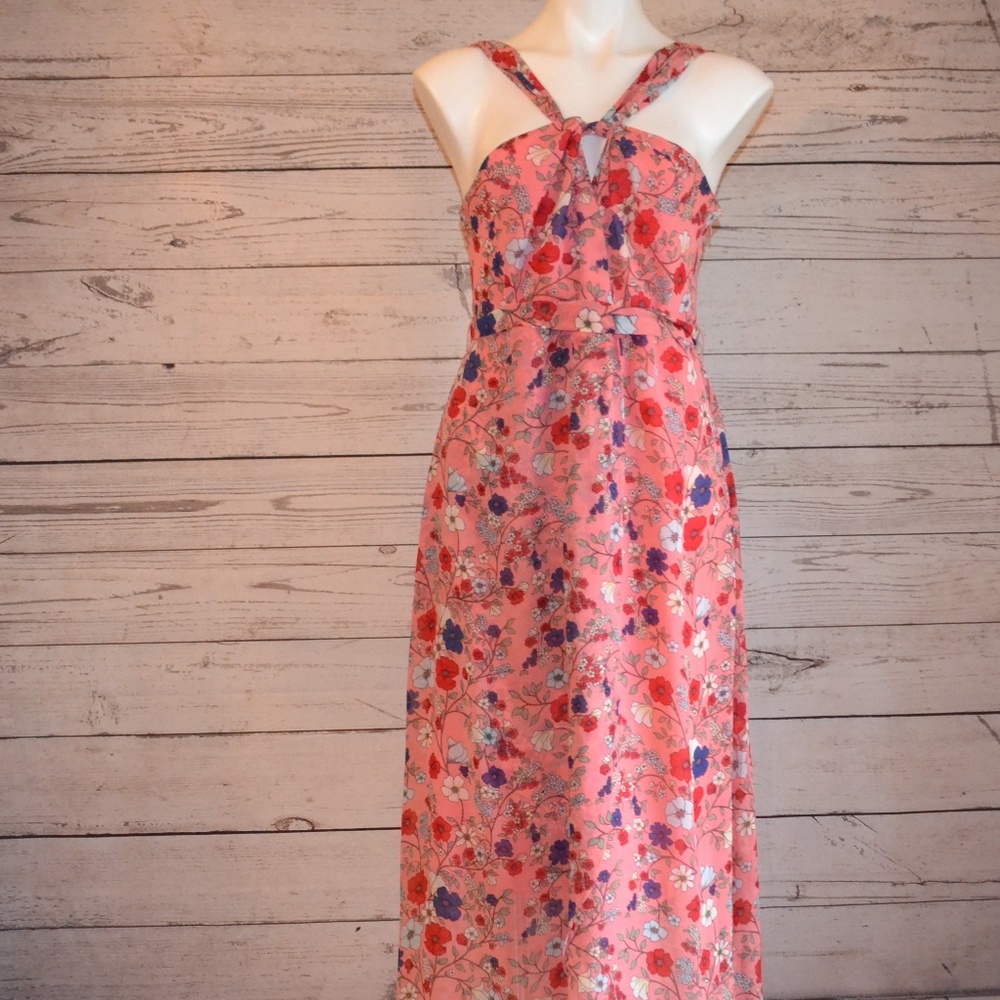Jessica Simpson Maternity Maxi Halter Dress Pink M